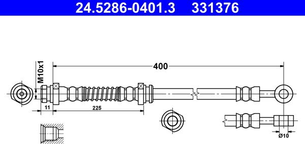 ATE 24.5286-0401.3 - Тормозной шланг autosila-amz.com