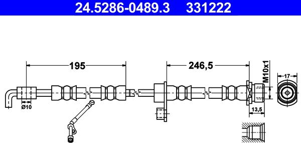 ATE 24.5286-0489.3 - Тормозной шланг autosila-amz.com