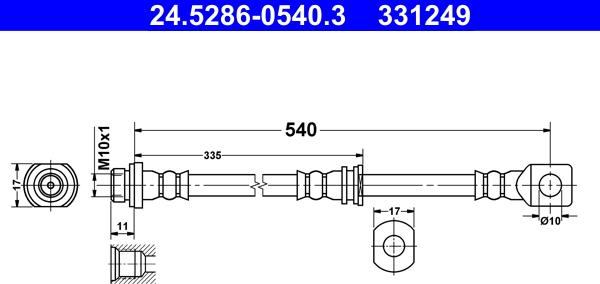 ATE 24.5286-0540.3 - Тормозной шланг autosila-amz.com