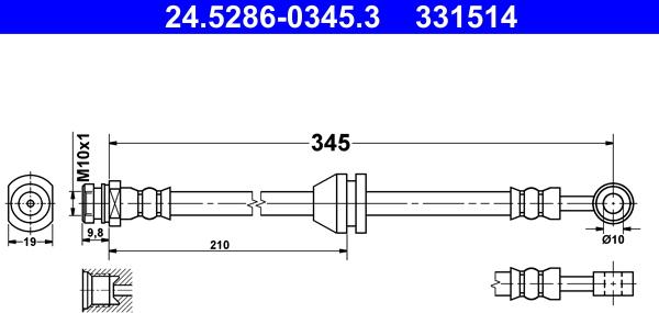 ATE 24.5286-0345.3 - Тормозной шланг autosila-amz.com