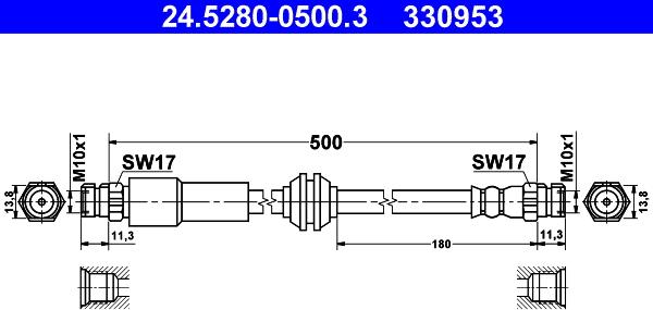 ATE 24.5280-0500.3 - Тормозной шланг autosila-amz.com