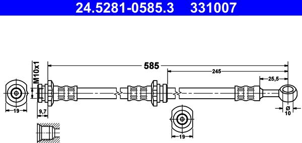 ATE 24.5281-0585.3 - Тормозной шланг autosila-amz.com