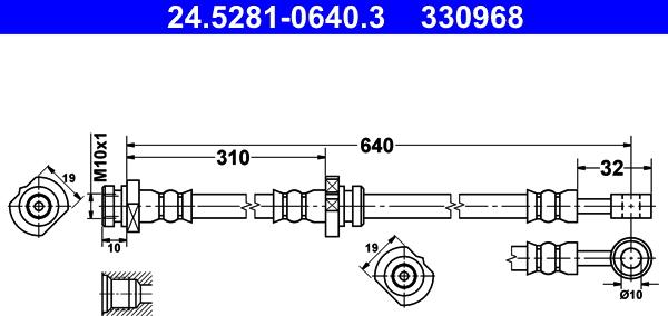 ATE 24.5281-0640.3 - Тормозной шланг autosila-amz.com