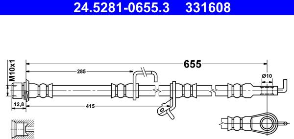 ATE 24.5281-0655.3 - Тормозной шланг autosila-amz.com