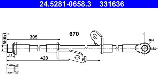 ATE 24.5281-0658.3 - Тормозной шланг autosila-amz.com