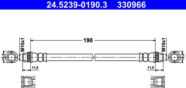 ATE 24.5239-0190.3 - Тормозной шланг autosila-amz.com