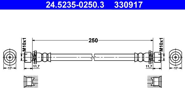 ATE 24.5235-0250.3 - Тормозной шланг autosila-amz.com