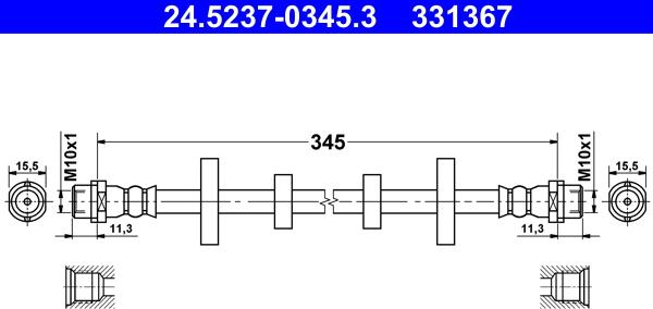 ATE 24.5237-0345.3 - Тормозной шланг autosila-amz.com