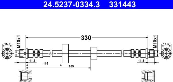 ATE 24.5237-0334.3 - Тормозной шланг autosila-amz.com