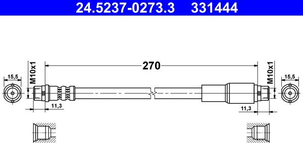 ATE 24.5237-0273.3 - Тормозной шланг autosila-amz.com