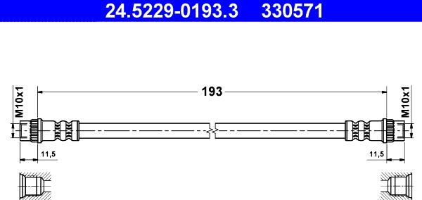 ATE 24.5229-0193.3 - Тормозной шланг autosila-amz.com