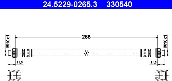 ATE 24.5229-0265.3 - Тормозной шланг autosila-amz.com