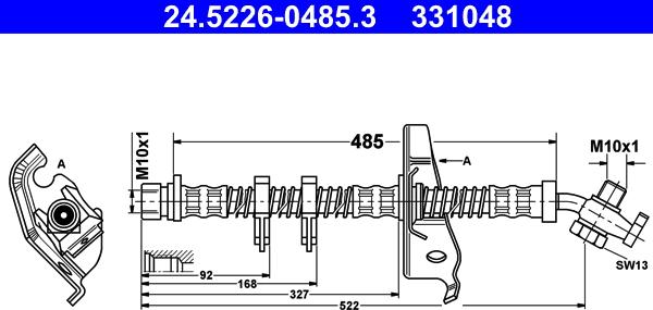 ATE 24.5226-0485.3 - Тормозной шланг autosila-amz.com