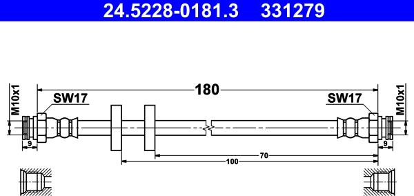 ATE 24.5228-0181.3 - Тормозной шланг autosila-amz.com