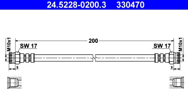 ATE 24.5228-0200.3 - Тормозной шланг autosila-amz.com