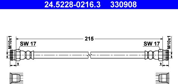 ATE 24.5228-0216.3 - Тормозной шланг autosila-amz.com