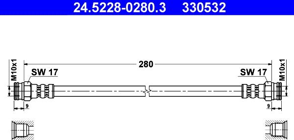 ATE 24.5228-0280.3 - Тормозной шланг autosila-amz.com