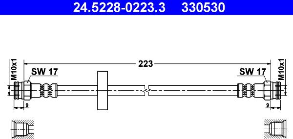 ATE 24.5228-0223.3 - Тормозной шланг autosila-amz.com