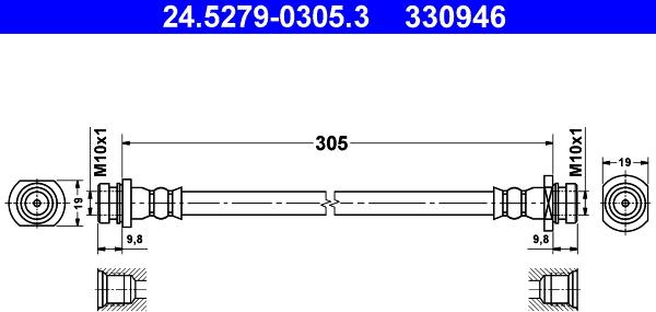 ATE 24.5279-0305.3 - Тормозной шланг autosila-amz.com