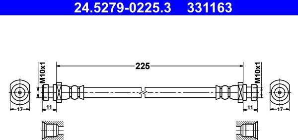 ATE 24.5279-0225.3 - Тормозной шланг autosila-amz.com