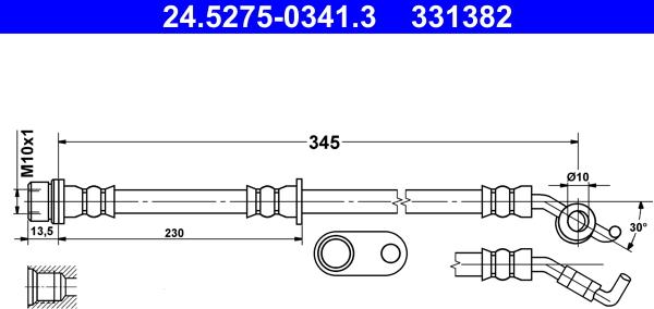 ATE 24.5275-0341.3 - Тормозной шланг autosila-amz.com