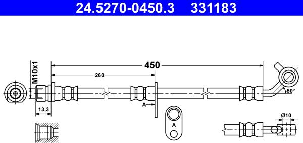 ATE 24.5270-0450.3 - Тормозной шланг autosila-amz.com