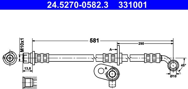 ATE 24.5270-0582.3 - Тормозной шланг autosila-amz.com