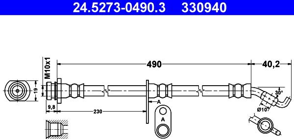 ATE 24.5273-0490.3 - Тормозной шланг autosila-amz.com