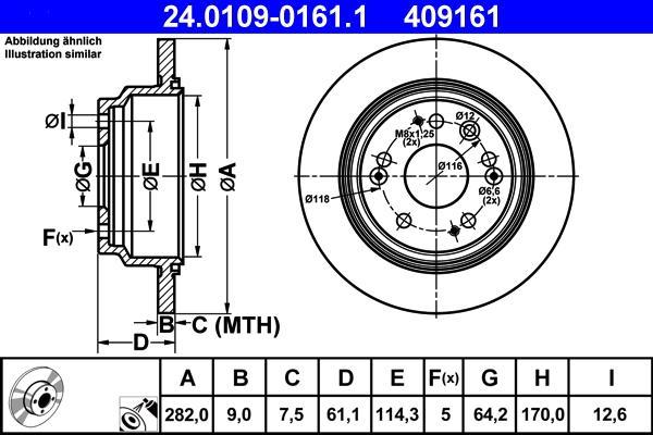 ATE 24.0109-0161.1 - Тормозной диск autosila-amz.com