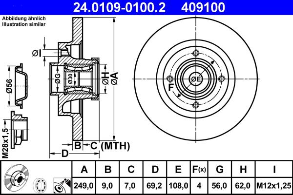 ATE 24.0109-0100.2 - Тормозной диск autosila-amz.com