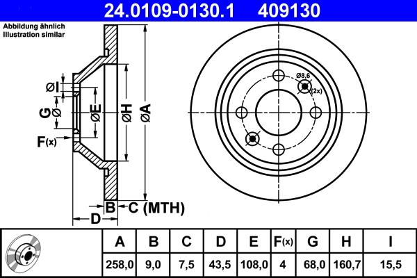 ATE 24.0109-0130.1 - Тормозной диск autosila-amz.com