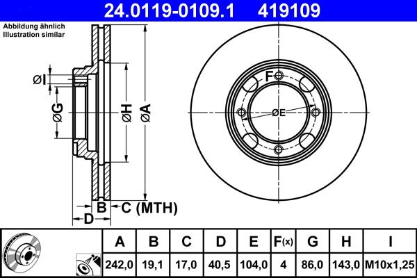 ATE 24.0119-0109.1 - Тормозной диск autosila-amz.com