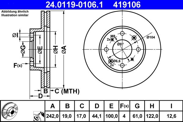 ATE 24.0119-0106.1 - Тормозной диск autosila-amz.com