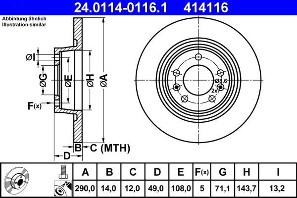 ATE 24.0114-0116.1 - Тормозной диск autosila-amz.com