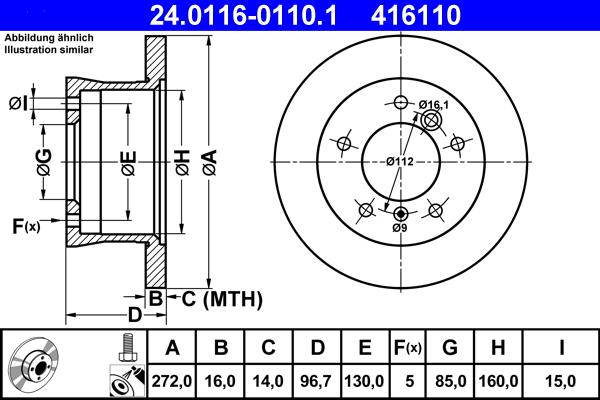ATE 24.0116-0110.1 - Тормозной диск autosila-amz.com