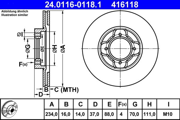 ATE 24.0116-0118.1 - Тормозной диск autosila-amz.com