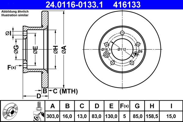 ATE 24.0116-0133.1 - Тормозной диск autosila-amz.com