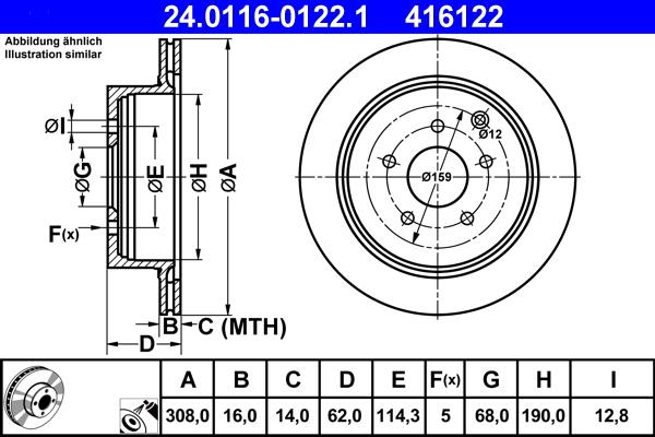 ATE 24.0116-0122.1 - Тормозной диск autosila-amz.com
