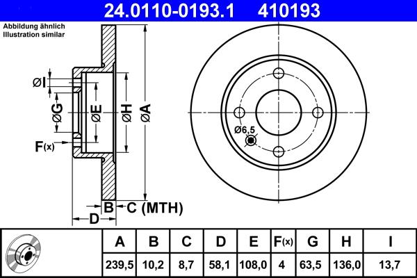 ATE 24.0110-0193.1 - Тормозной диск autosila-amz.com