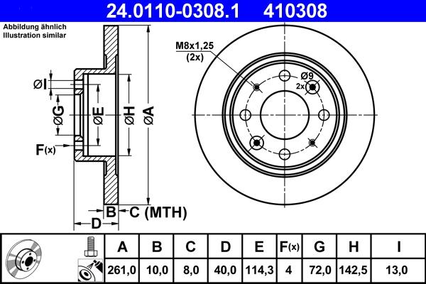 ATE 24.0110-0308.1 - Тормозной диск autosila-amz.com