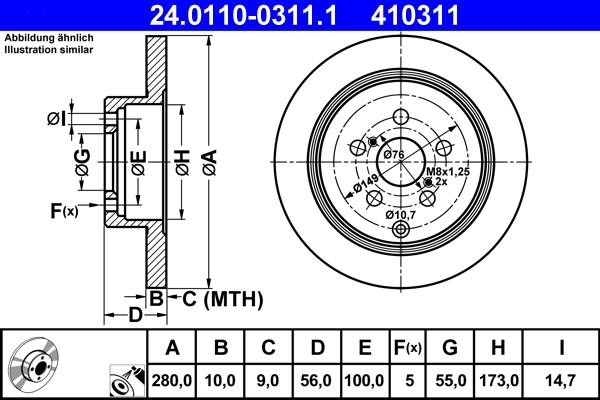 ATE 24.0110-0311.1 - Тормозной диск autosila-amz.com