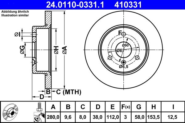 ATE 24.0110-0331.1 - Тормозной диск autosila-amz.com