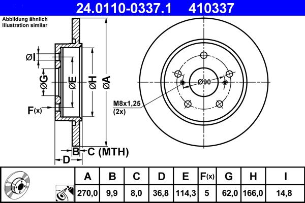 ATE 24.0110-0337.1 - Тормозной диск autosila-amz.com