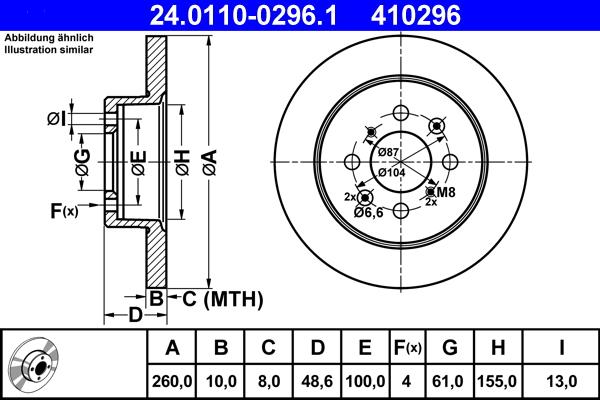 ATE 24.0110-0296.1 - Тормозной диск autosila-amz.com
