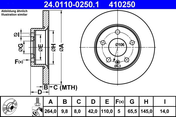 ATE 24.0110-0250.1 - Тормозной диск autosila-amz.com