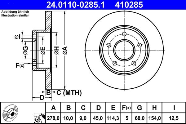 ATE 24.0110-0285.1 - Тормозной диск autosila-amz.com