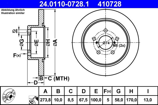 ATE 24.0110-0728.1 - Тормозной диск autosila-amz.com