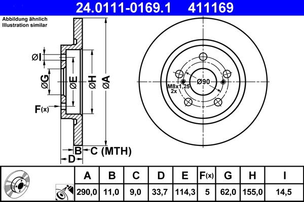 ATE 24.0111-0169.1 - Тормозной диск autosila-amz.com