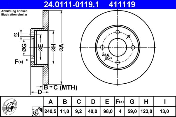 ATE 24.0111-0119.1 - Тормозной диск autosila-amz.com
