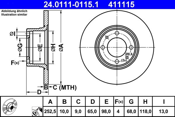 ATE 24.0111-0115.1 - Тормозной диск autosila-amz.com